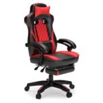 Ashley Furniture Lynxtyn Red Black Home Office Swivel Desk Chair With Pull-out Footrest
